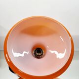 Suspension vintage en verre opalin orange avec finition chromée, années 60