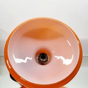 Suspension vintage en verre opalin orange avec finition chromée, années 60