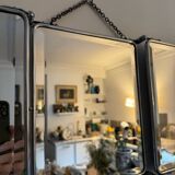Antique and large triptych barber mirror 1920