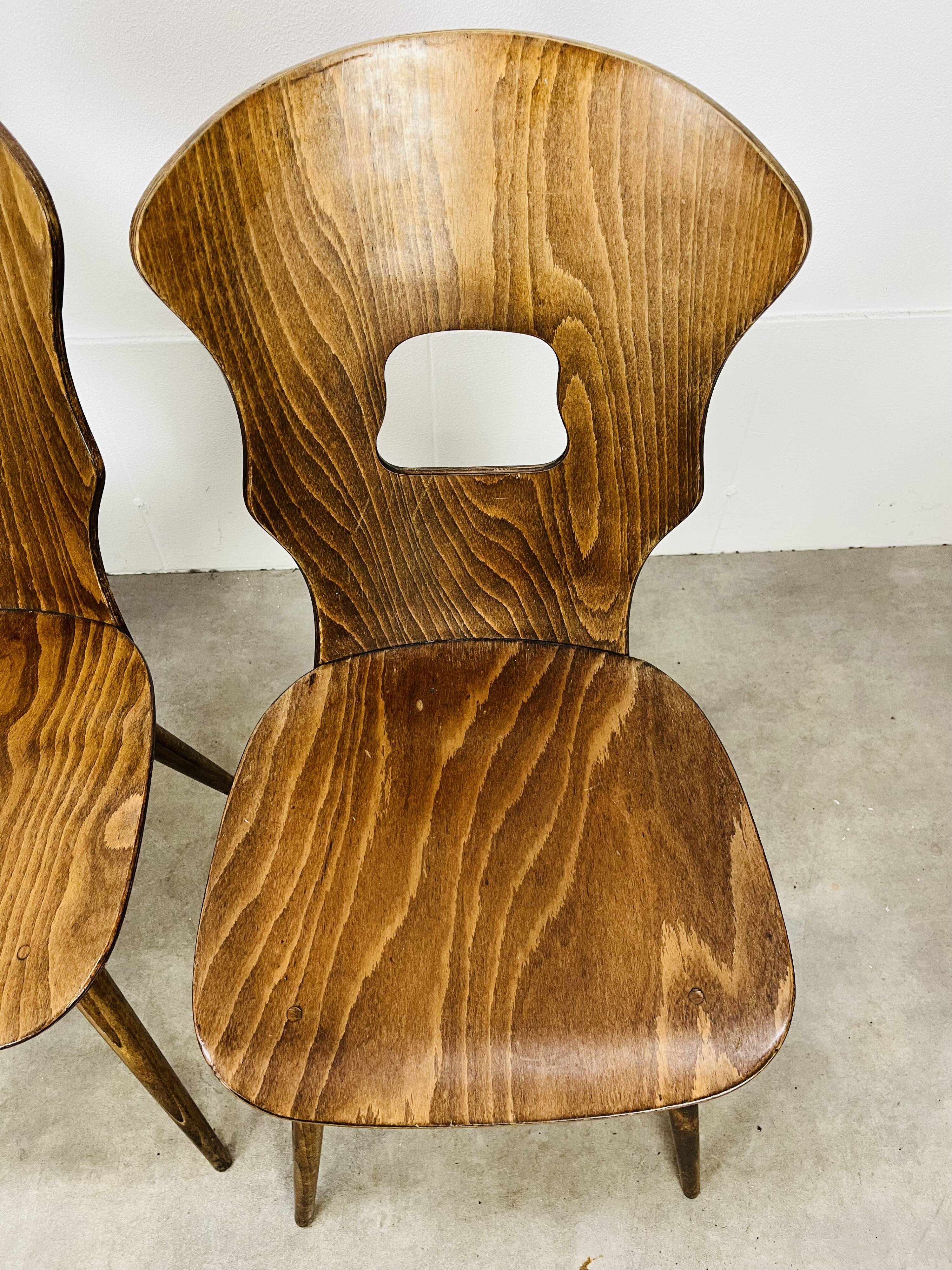 3 Gentiane Baumann chairs from the 60s, bistro style