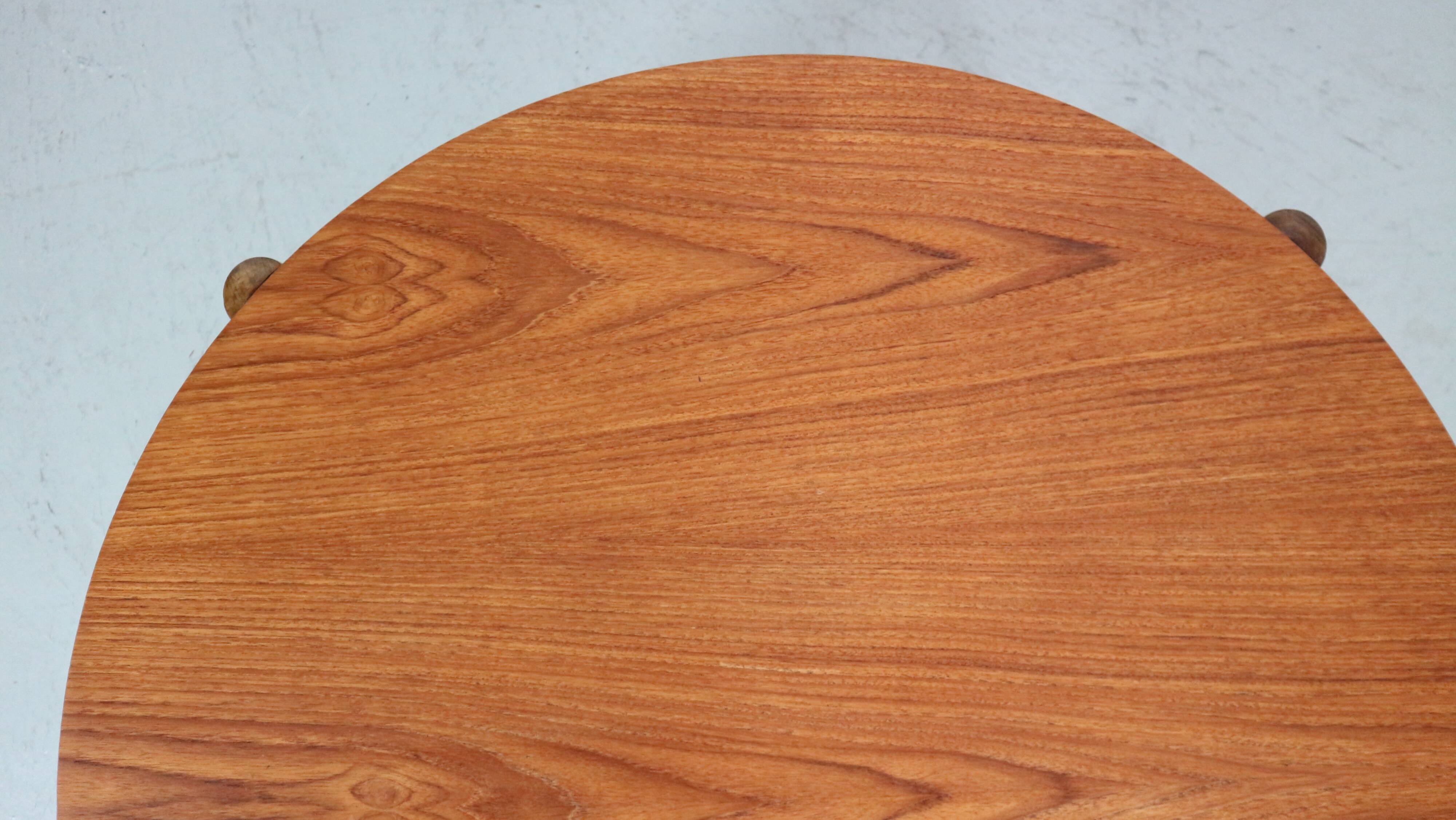 Scandinavian Modern Teak& Rattan Round Coffee Table, 1960's Denmark