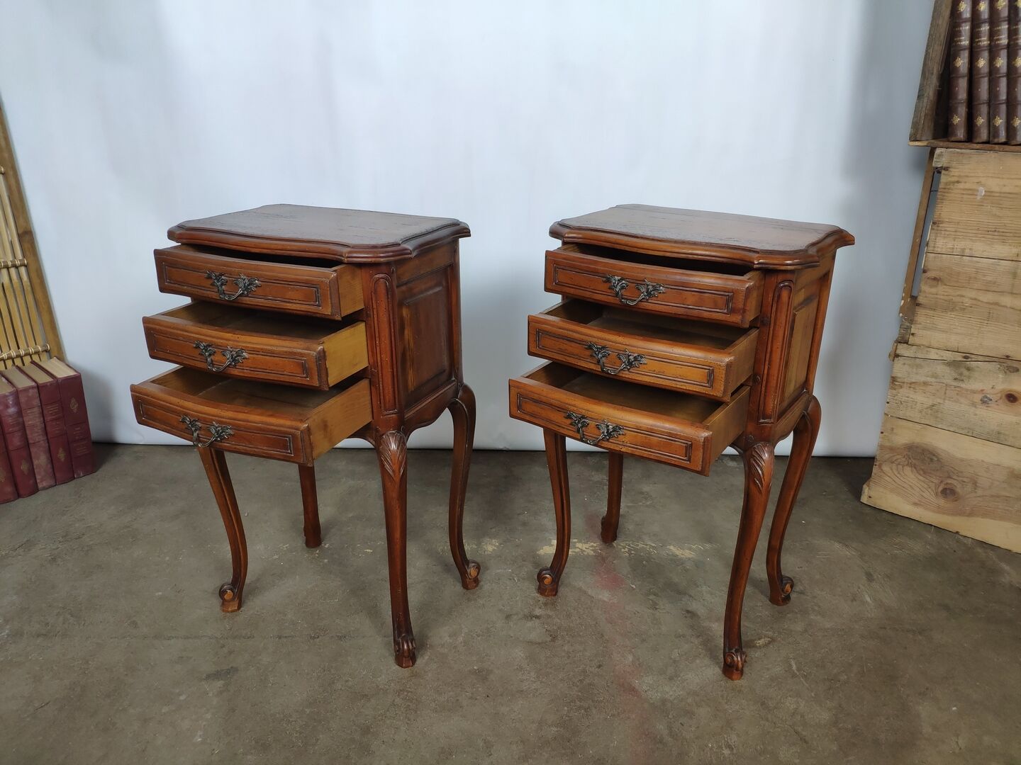 Louis XV style bedside pair