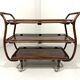 Anglo-Indian teak serving trolley with brass inlays from the 1930s-1940s.