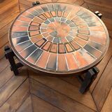 Sale Roger Capron Coffee Table ceramic, porcelain and earthenware, wooden legs - Herbier collection