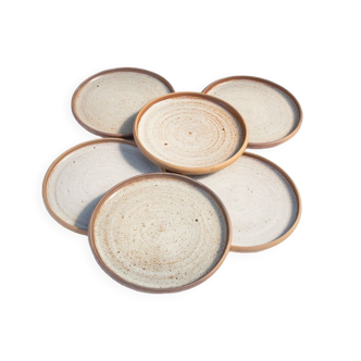 6 flat stoneware plates Roger Jacques Saint Amand