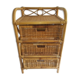 Dresser rattan blond 3 drawers years 70/80