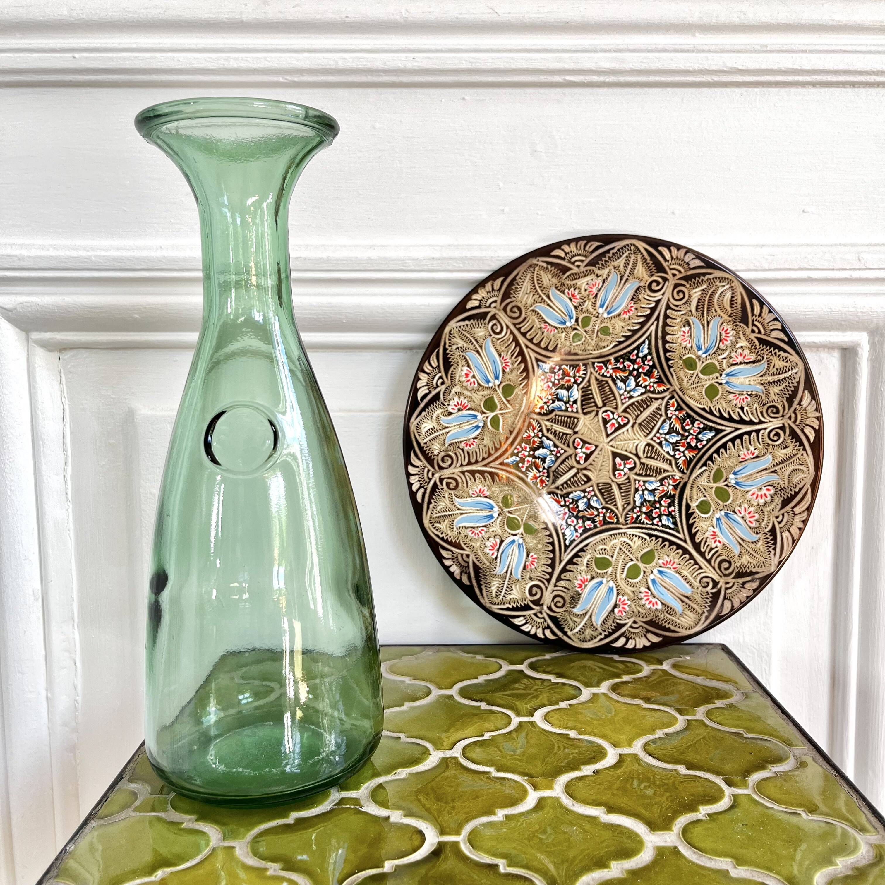 Assiette décorative fleurs peintes