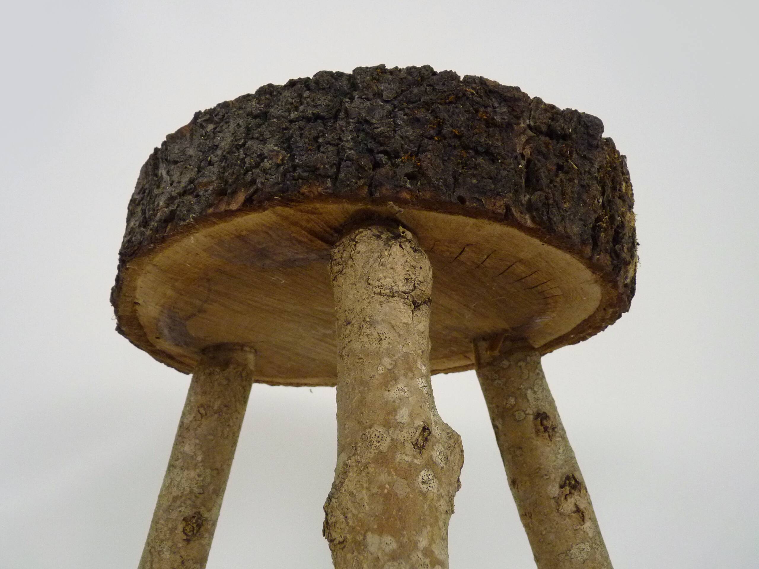 Tripod oak milking stool, Ariège peasant art, France (19th century)