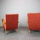Pair of Halabala deck chairs from the 1950s, curved wooden chairs, Czech Republic.