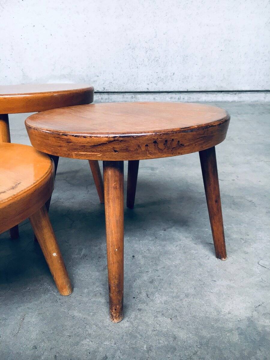 Mid-Century Low Side Table Set, Belgium, 1950s, Set of 4