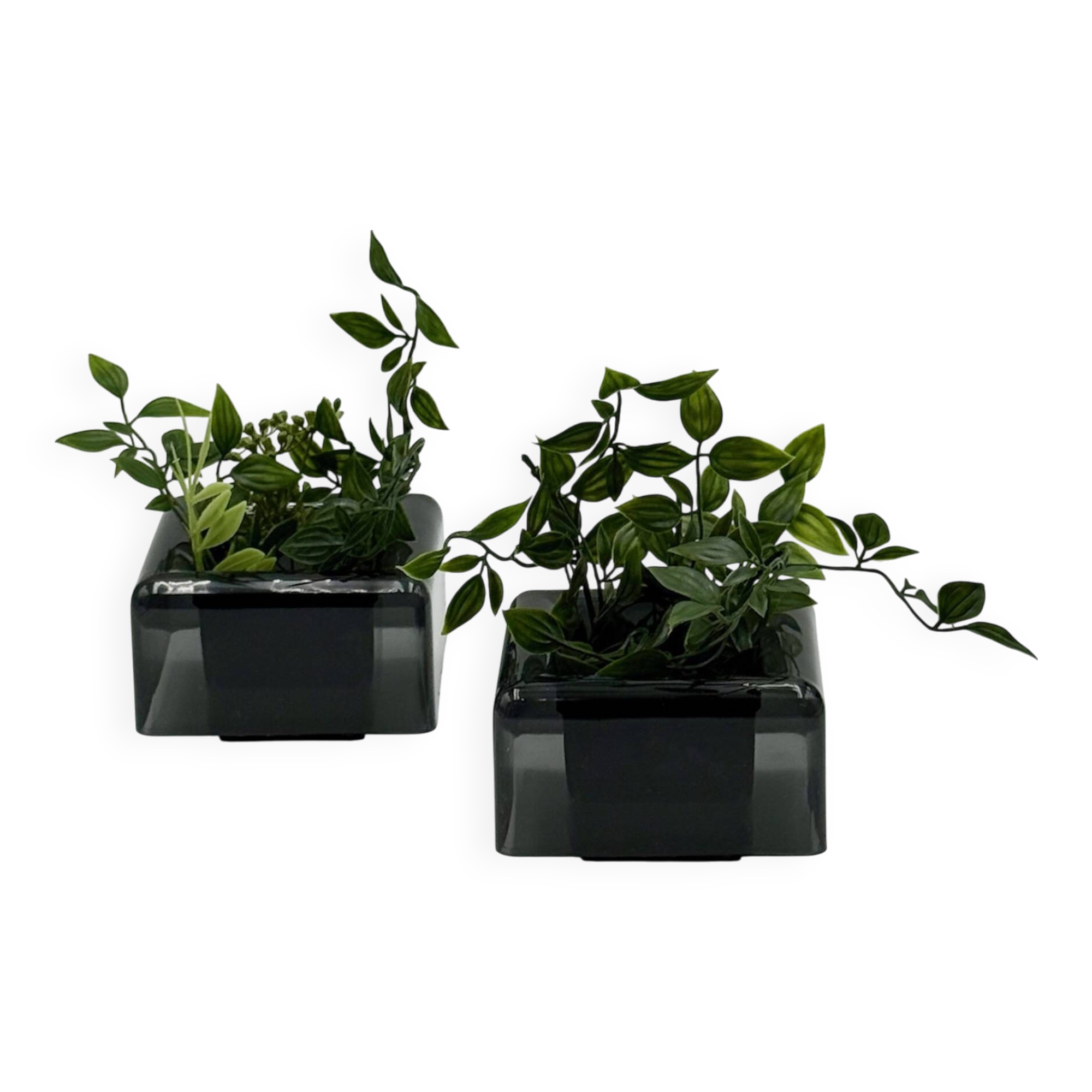 Paire de cache-pots Space Age noirs par Anna Mazzucchelli pour Vastill, Italie