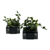 Paire de cache-pots Space Age noirs par Anna Mazzucchelli pour Vastill, Italie