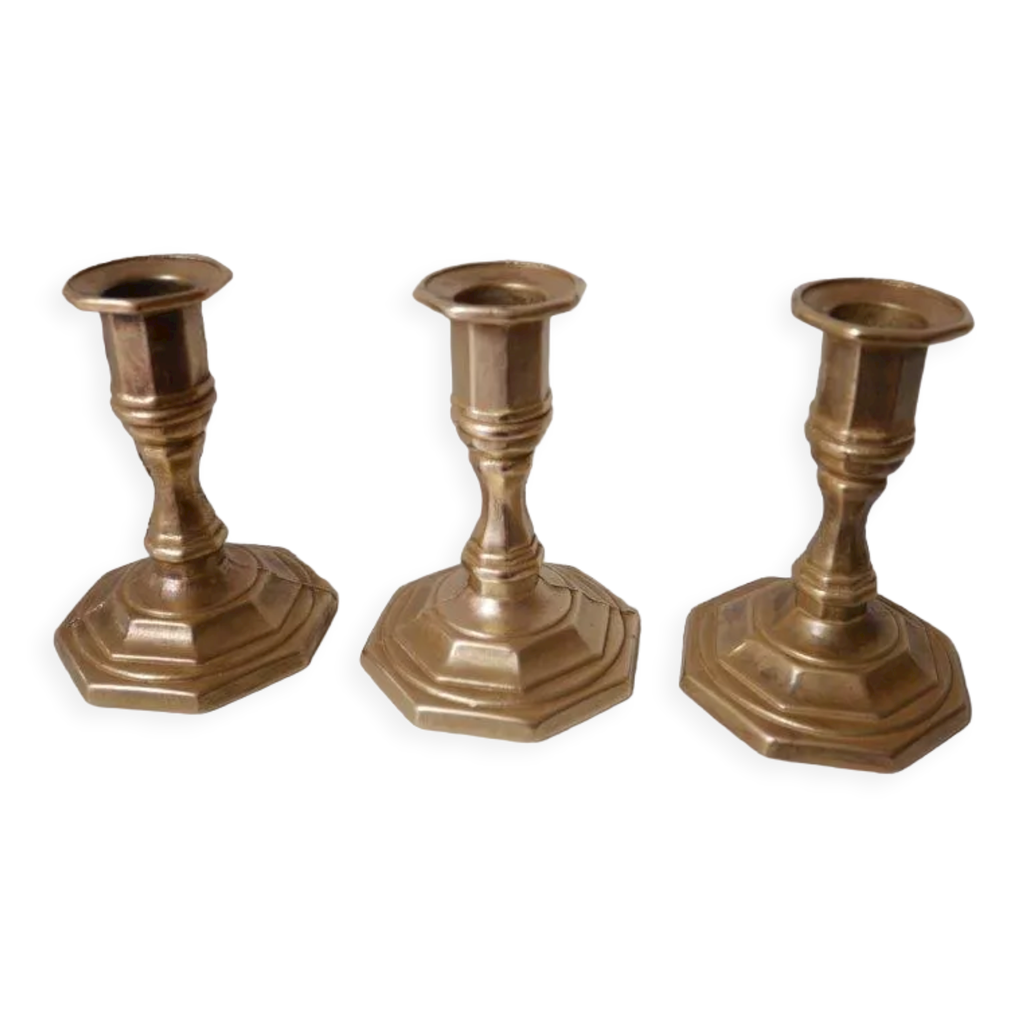 Lot de 3 bougeoirs en laiton Nijhof