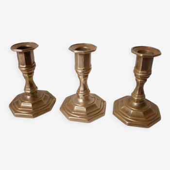 Set of 3 Nijhof brass candle holders