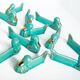 Set of 12 turquoise blue and gold duck knife holders mid-20th century