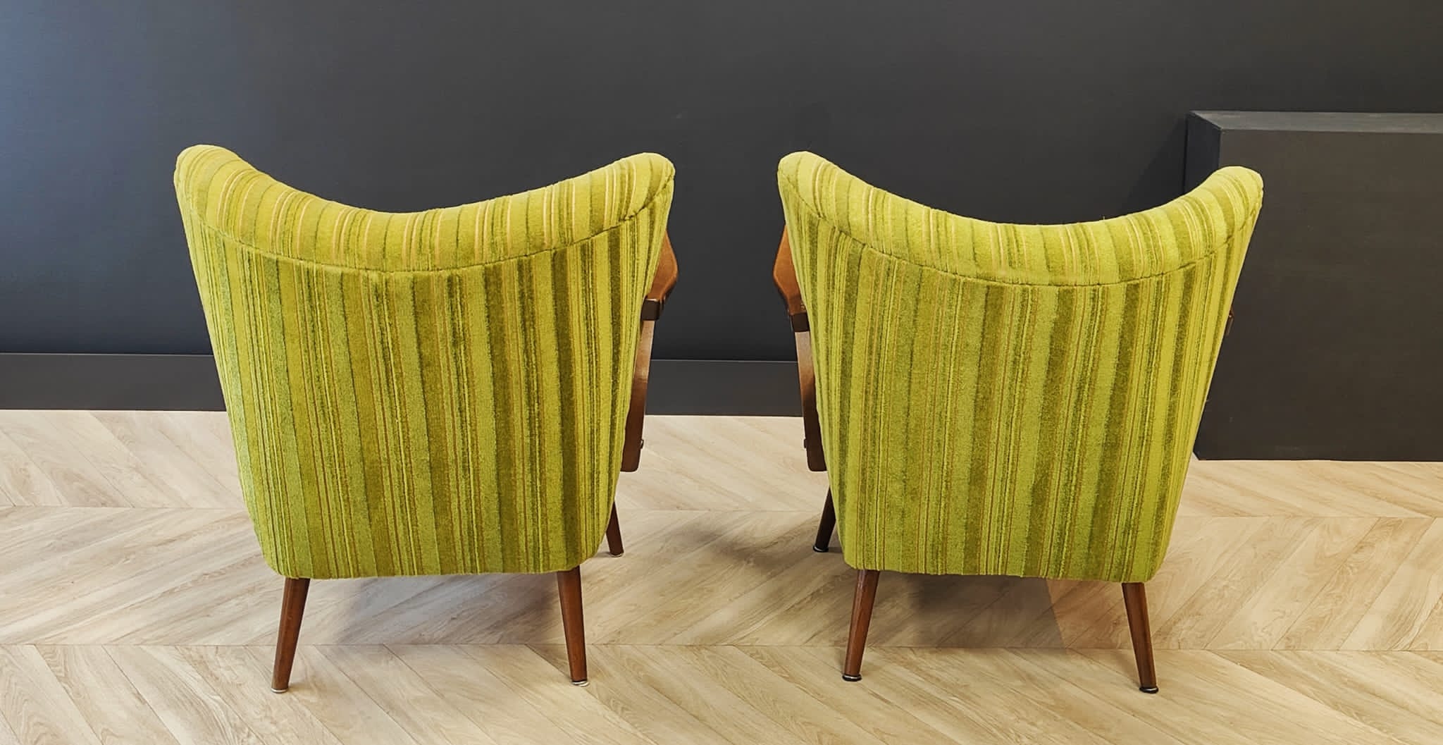 Two mid century cocktail chairs, vintage
