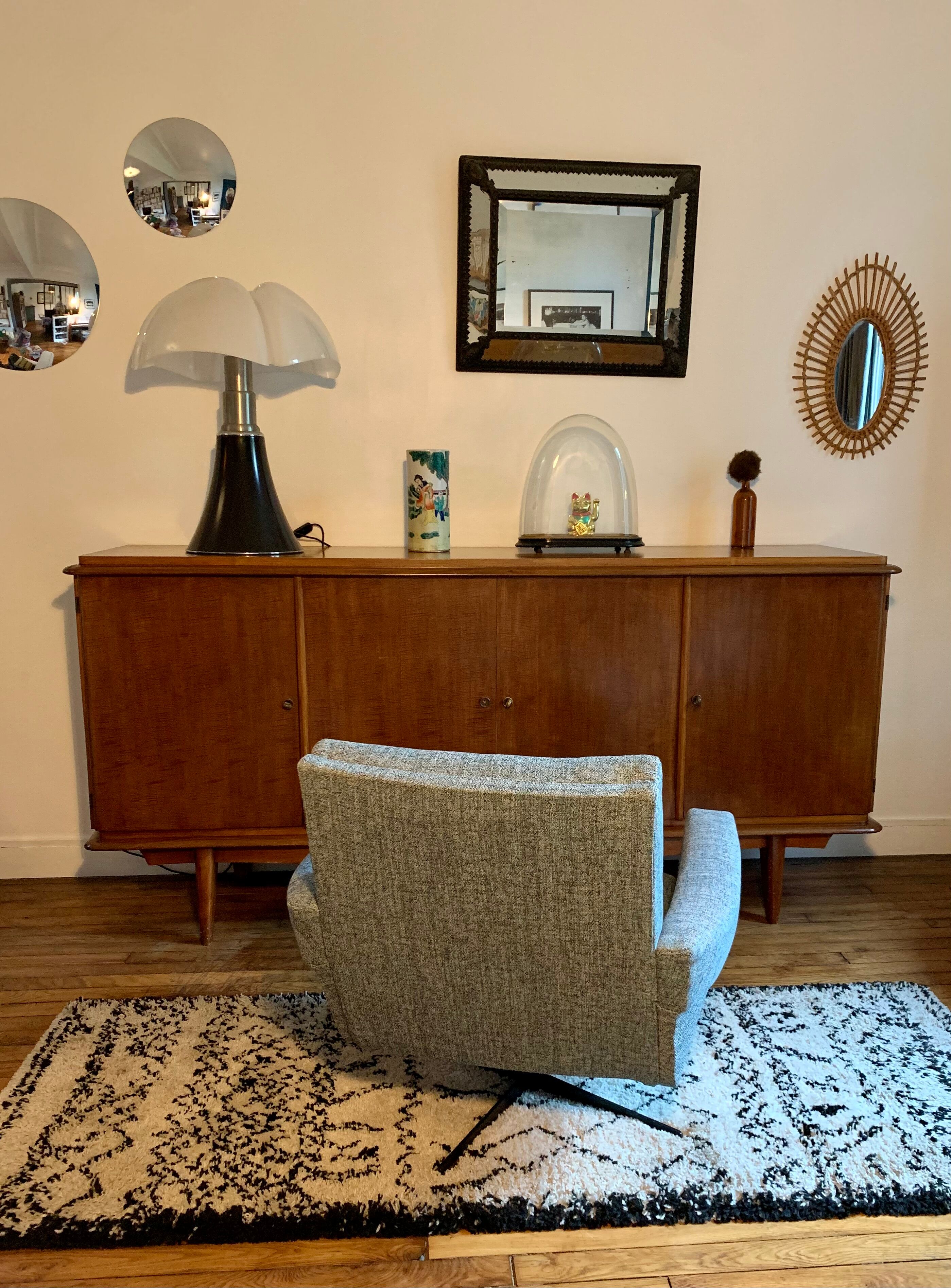 Vintage swivel cube armchair