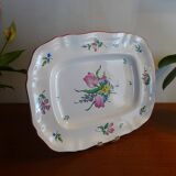 Large dish KG Lunéville street lamp tulip and flowers - 35.5 cm x 28 cm