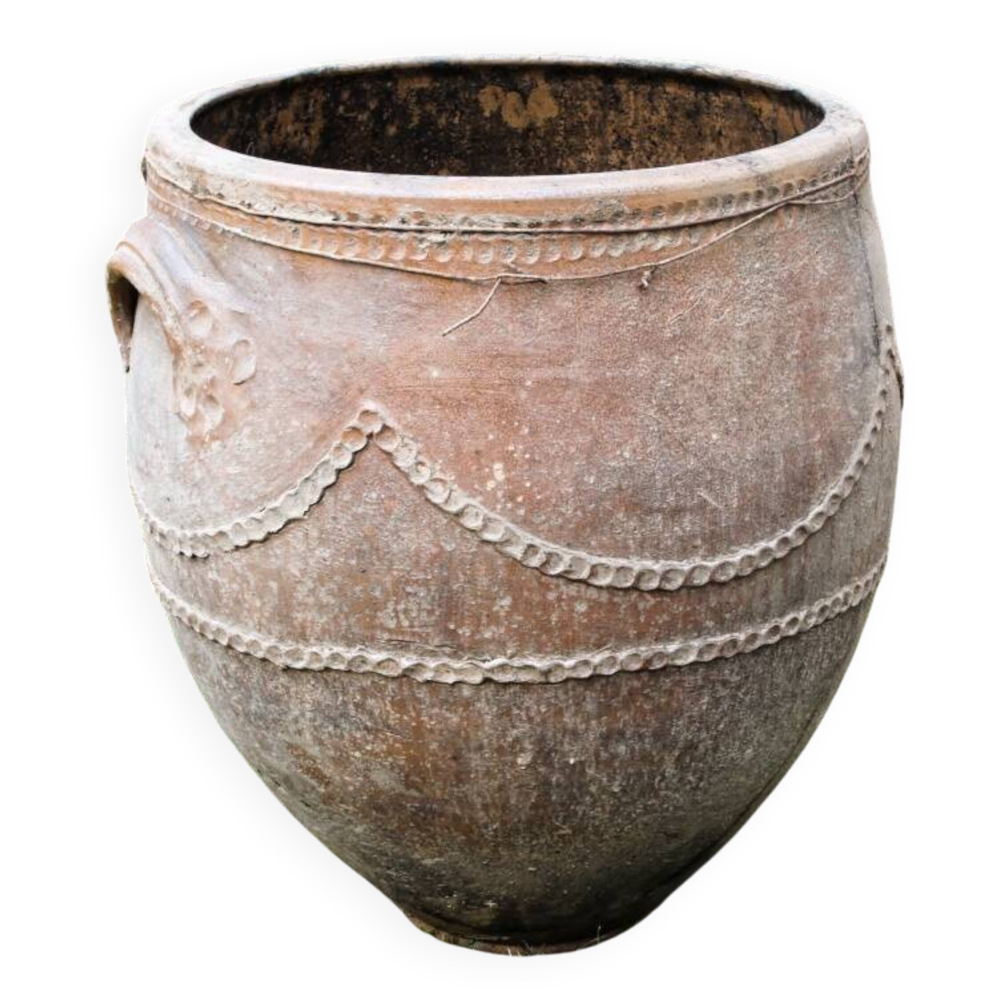 Large turned terracotta jar, 19th century