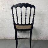 Chaise Napoleon III, Chiavari en bois noirci peint et cannage