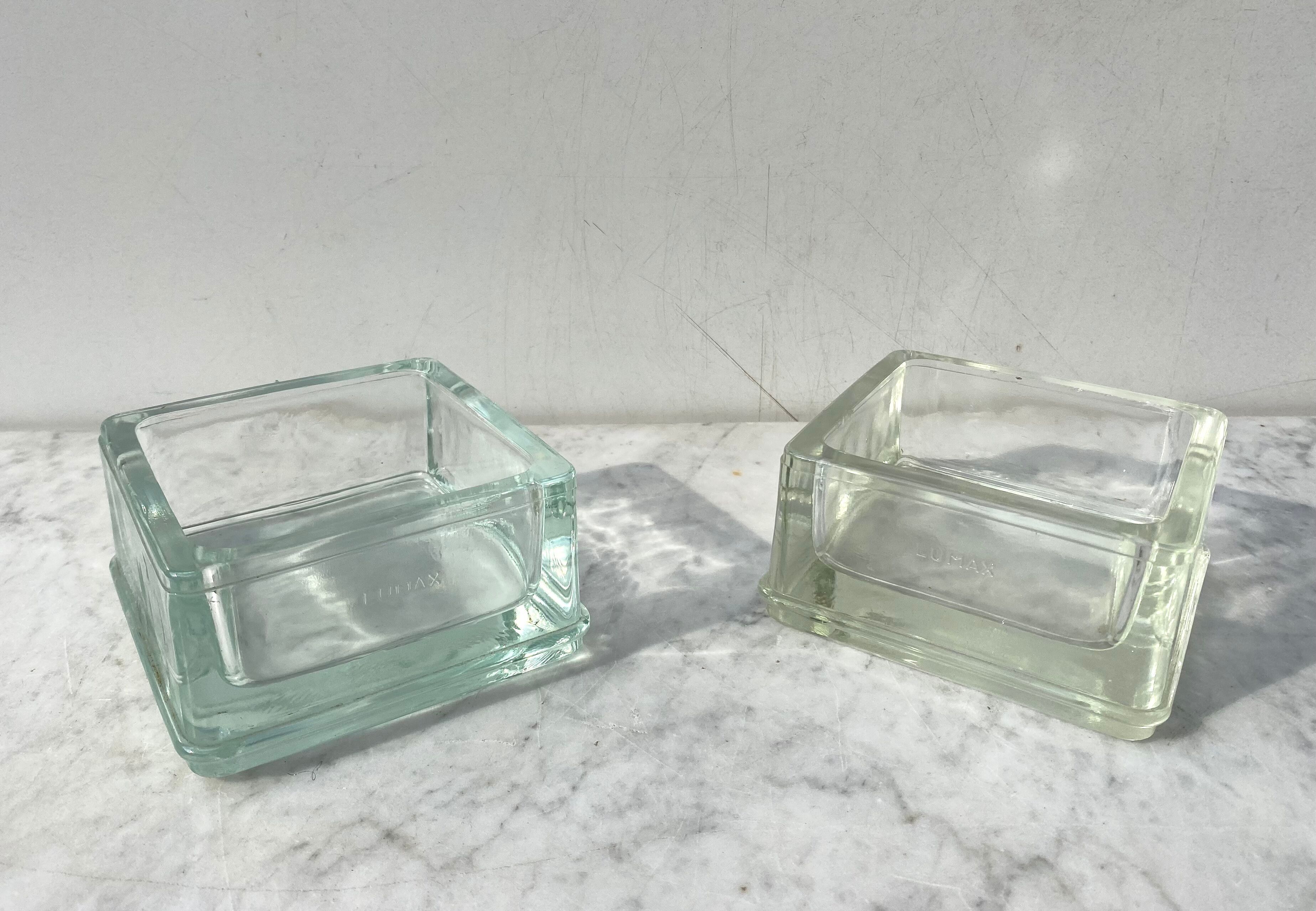 Pair of glass brick Lumax vintage design 60 Le corbustier