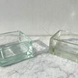 Pair of glass brick Lumax vintage design 60 Le corbustier