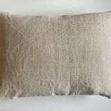 Coussin en chanvre de ferme 19e dos de vieux lin 40cm x 30cm