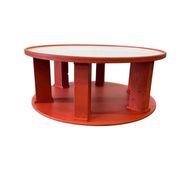 Grande table basse ronde vintage XL orange en bois / table basse