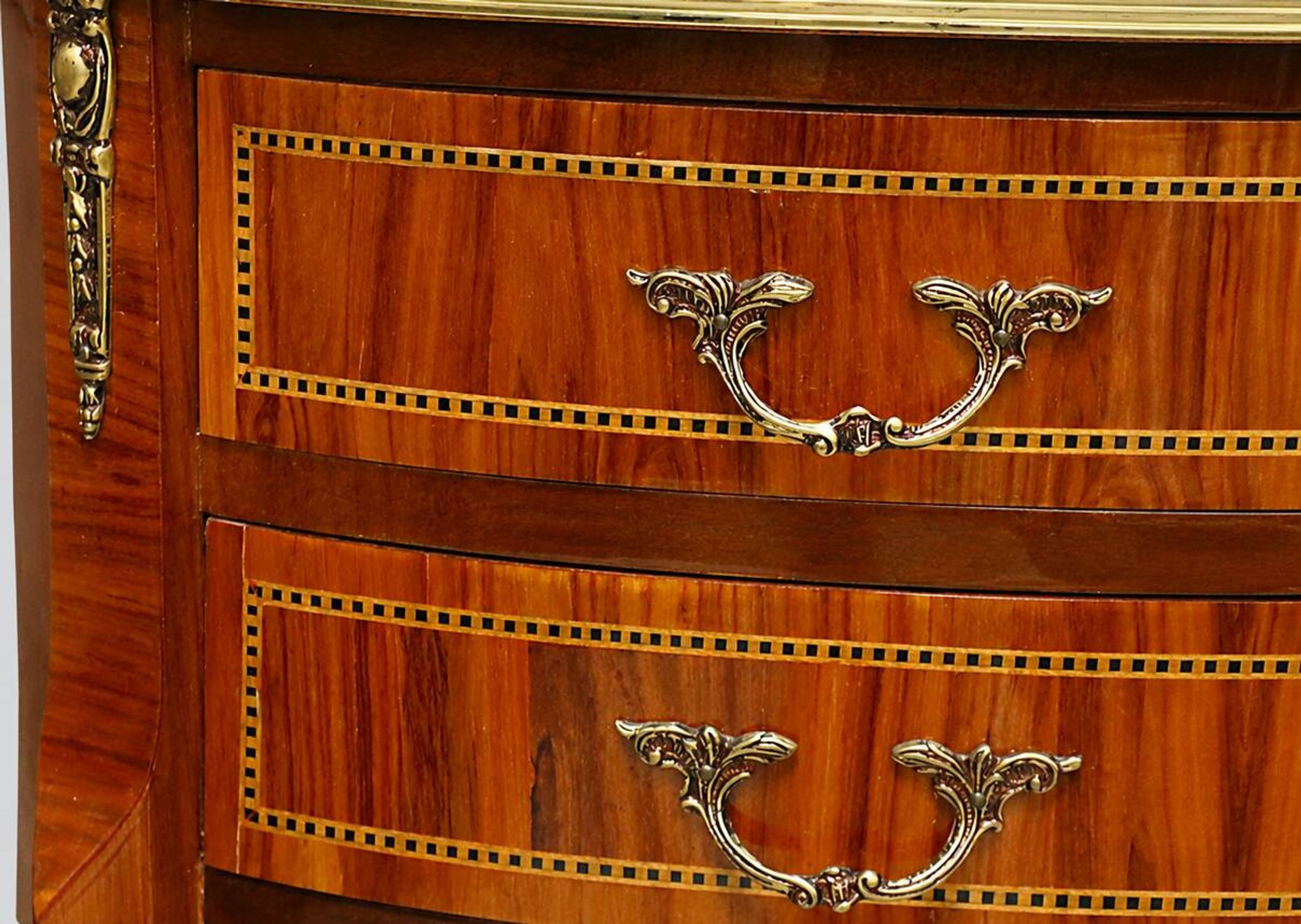 Pair of Bedside Tables / Salon in Marquetry Transition Style Louis XV/Louis XVI