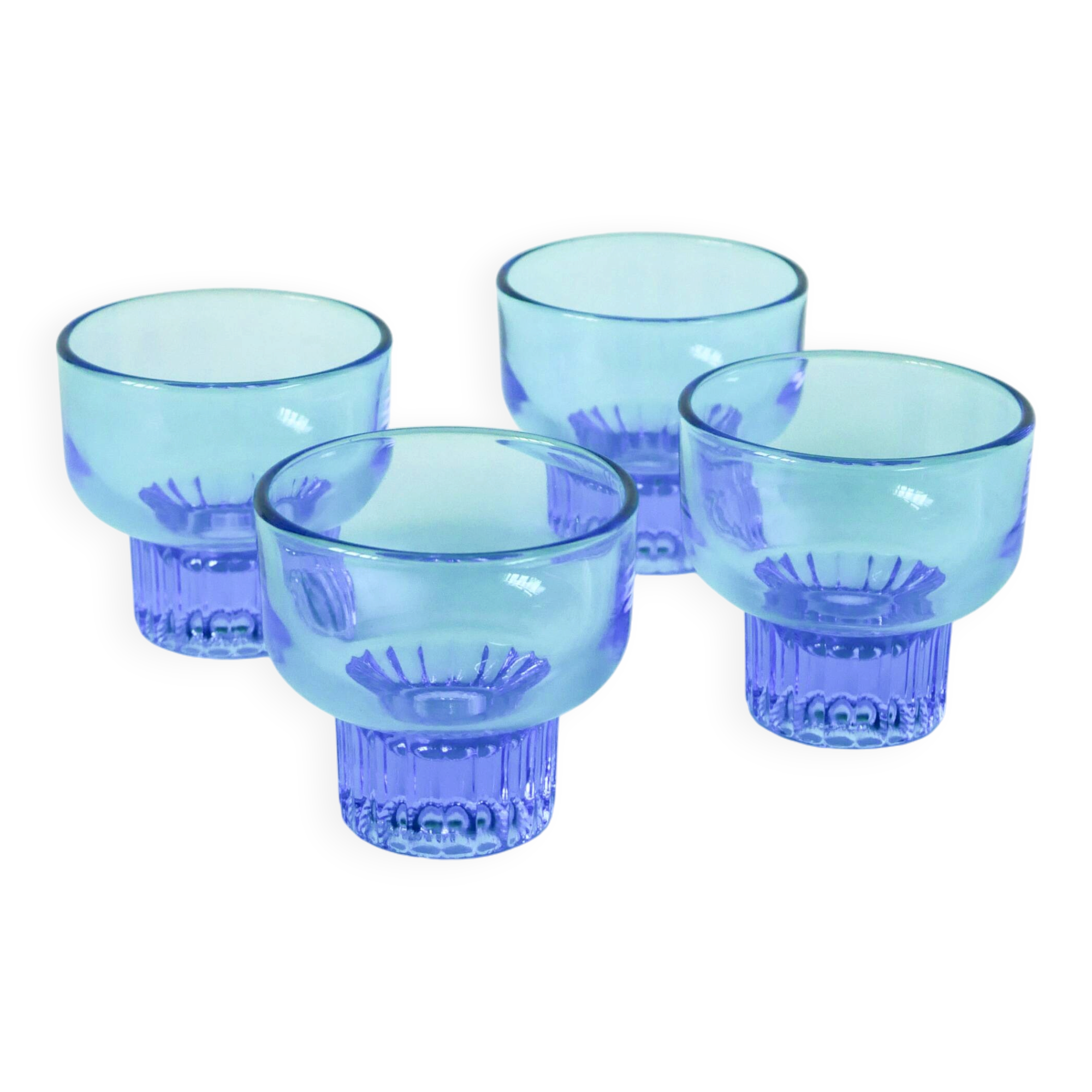 Set of 4 small glasses, Turquoise, 1970
