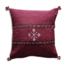 Burgundy Berber cushion with cotton pompom
