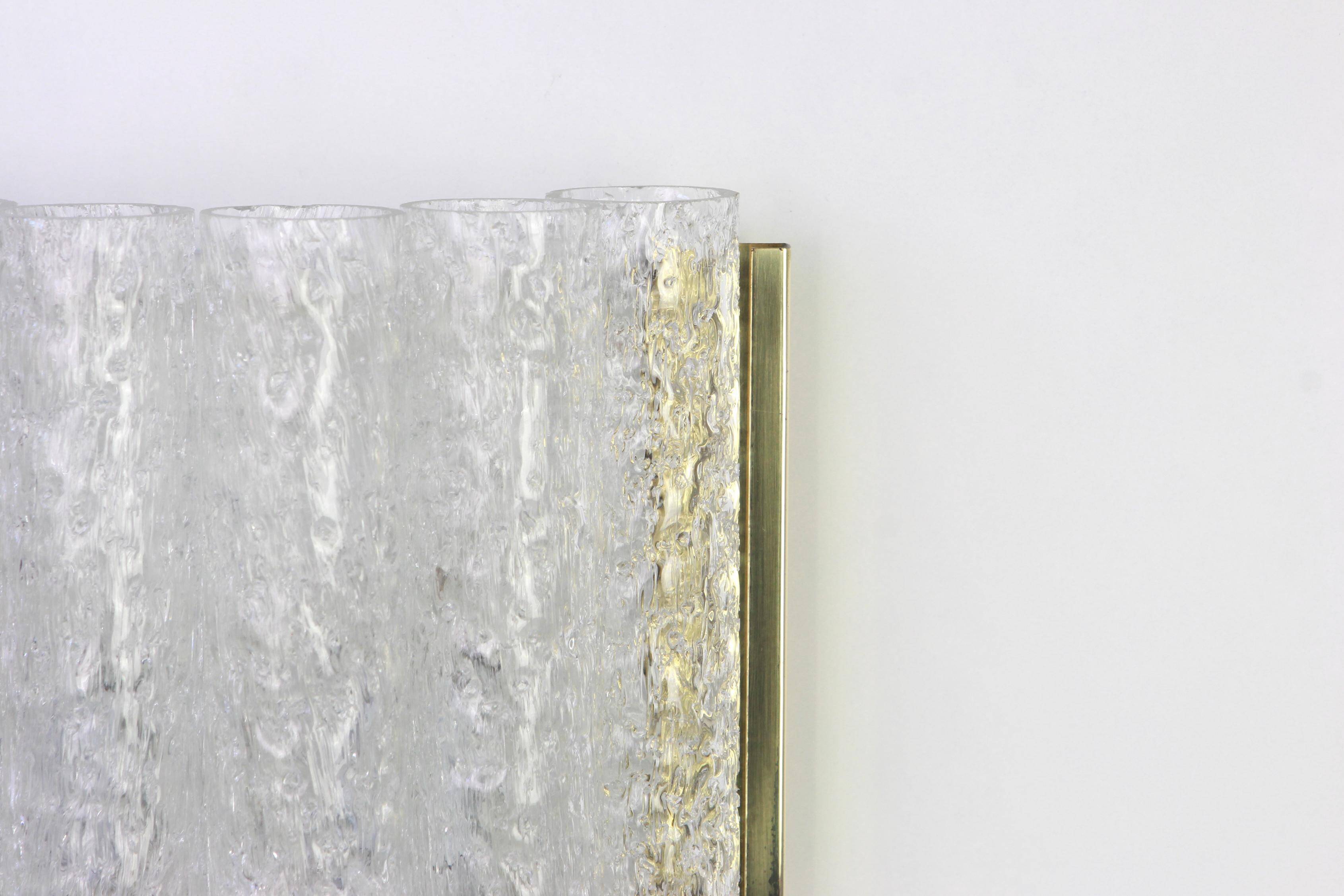 Pair of wall sconces in brass or frosted glass by Doria, Germany, 1960s.