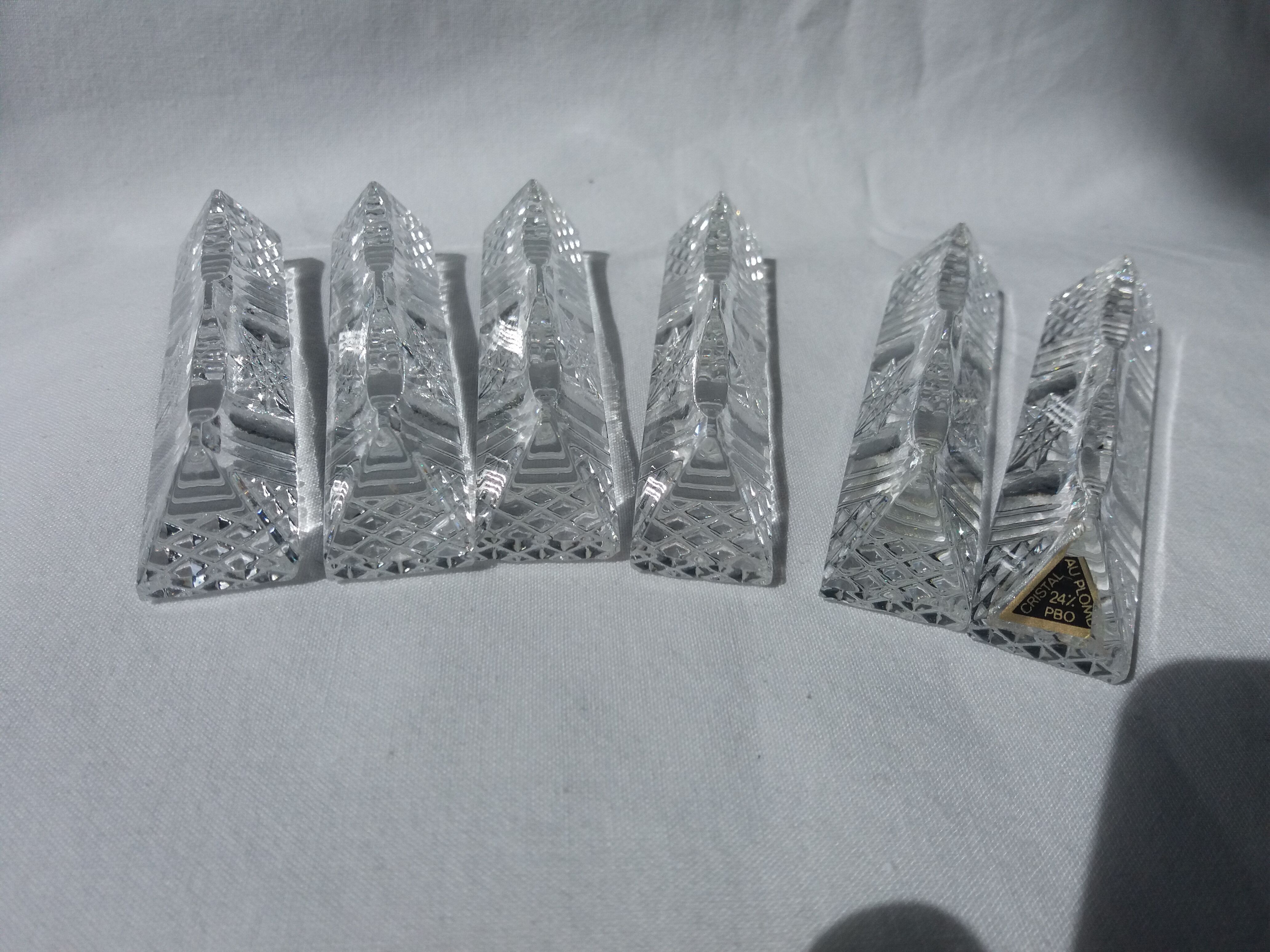 6 knife holders in cut crystal