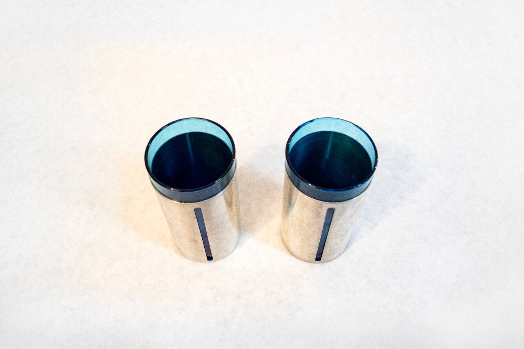 Verres recouverts d'étain, années 70, lot de 2