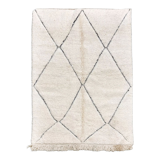 Moroccan Berber carpet beni ouarain ecru diamonds nors engraved 230x157cm