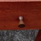 Teak veneer desk, curved feet