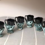 Old coquetiers signed Vallauris Turquoise and Red