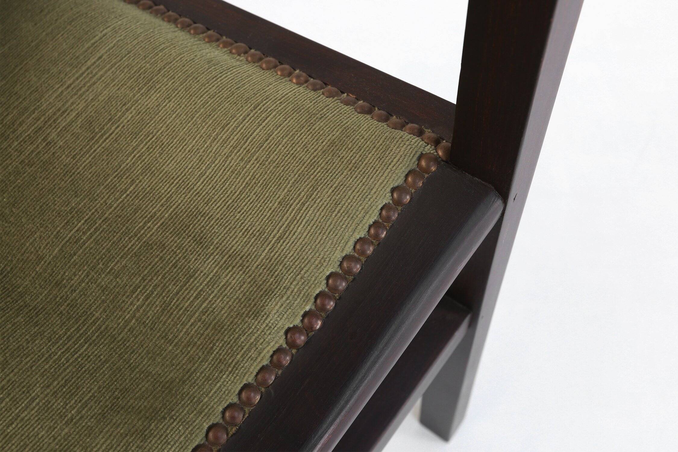 Art Deco Armchair in Black Lacquered Wood and Green Velvet, Belgium 1930s