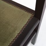 Art Deco Armchair in Black Lacquered Wood and Green Velvet, Belgium 1930s