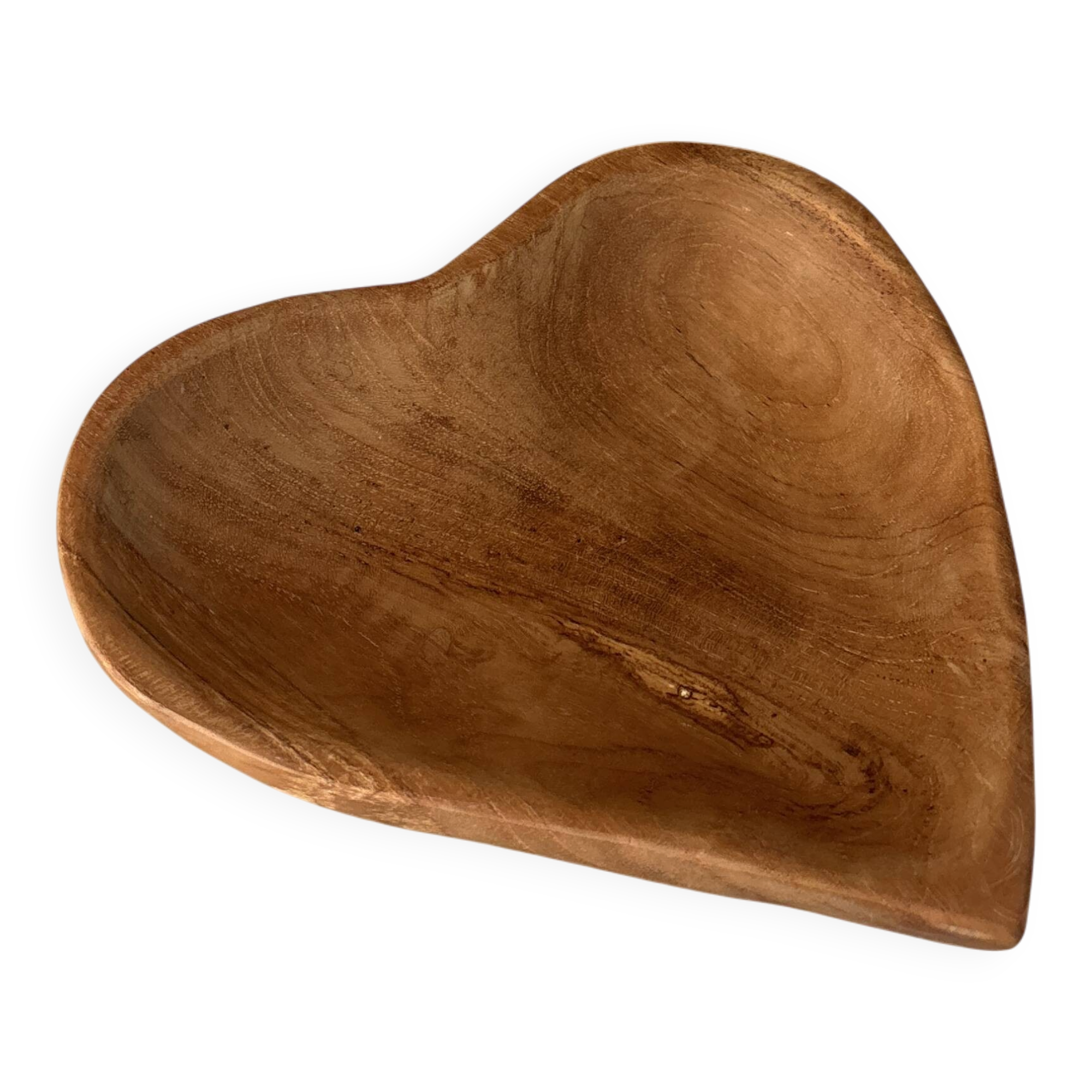 Hand-Carved Heart-Shaped Wooden Bowl | Rustic Cottagecore Catchall