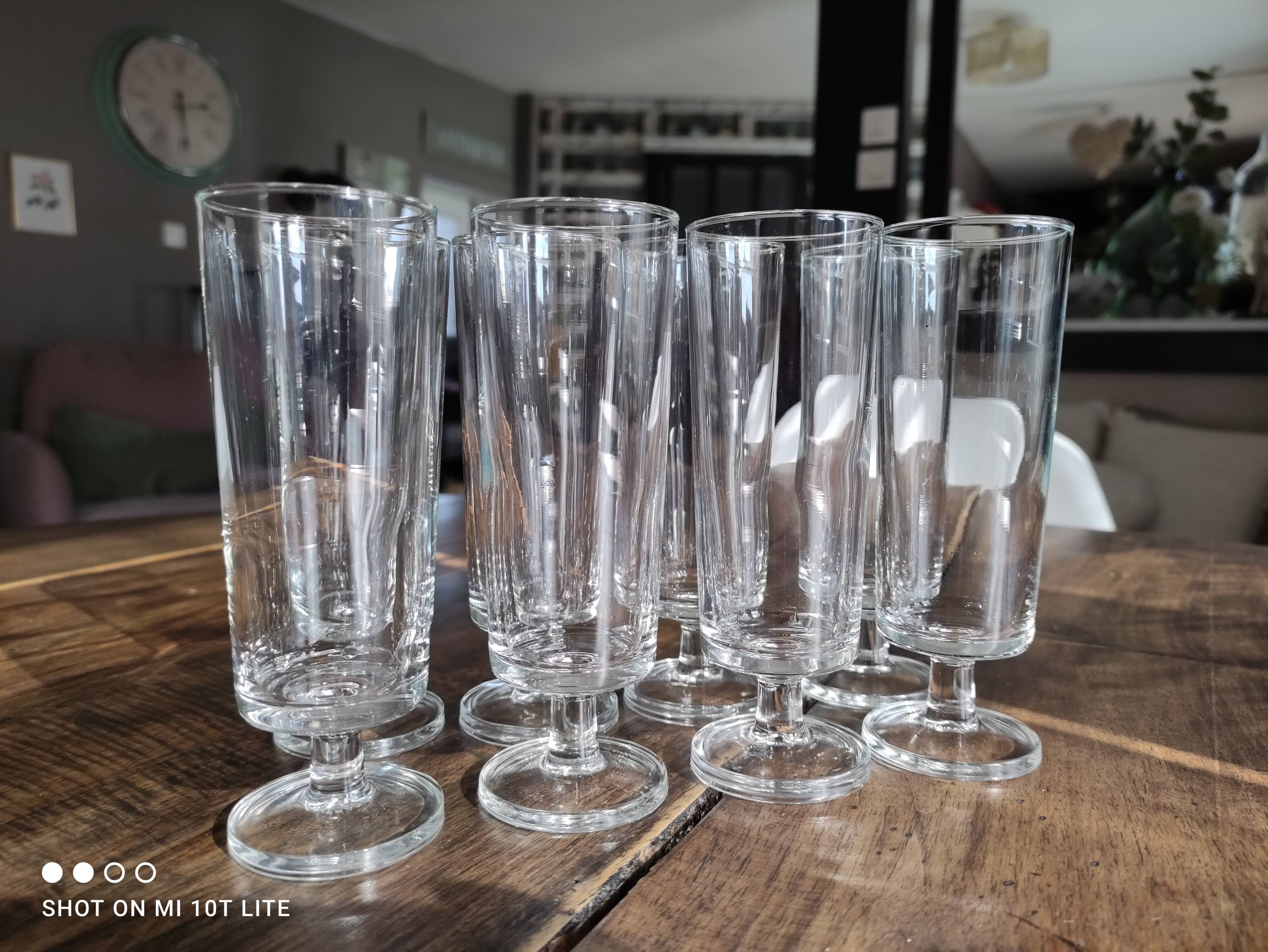 Set of 8 vintage glass champagne flutes Luminarc transparent Sweden model