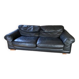 Canapé Cuir Roche Bobois 2.5 places Safari Noir Tenderness