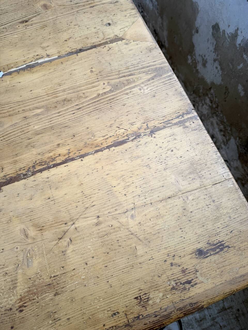 Pine and oak farmhouse table with multiple drawers, communal type, 240cm.