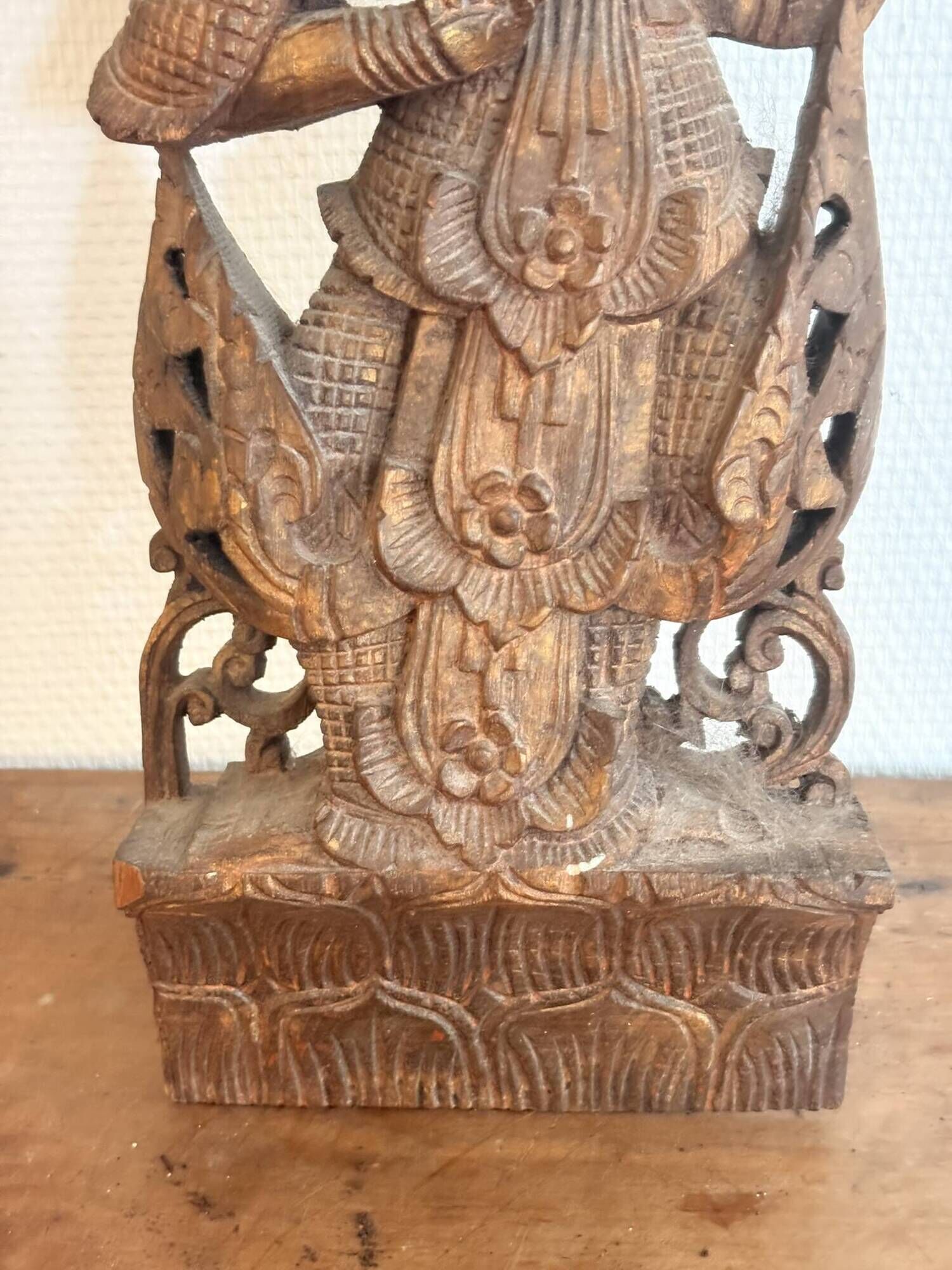 Carved Wood Panel Apsara Dancer Thailand Bali Mural Mukata Devata 19th Century
