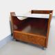 Vintage bar coffee table on rosewood wheels and smoked glass from the 60s