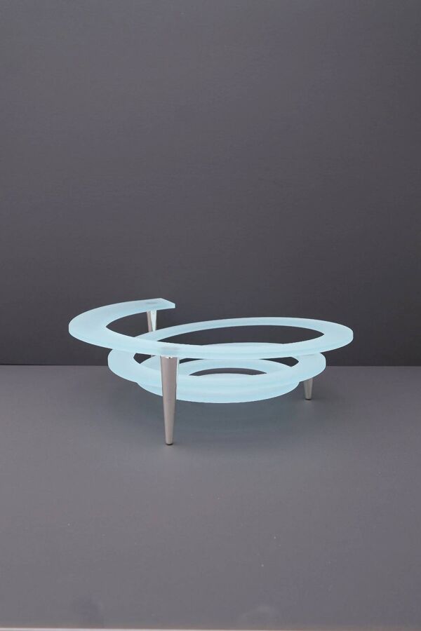 Coupe à fruit ''Spirale'' de Giuseppe Rocco pour RSVP en verre et métal argenté, Italie 1980