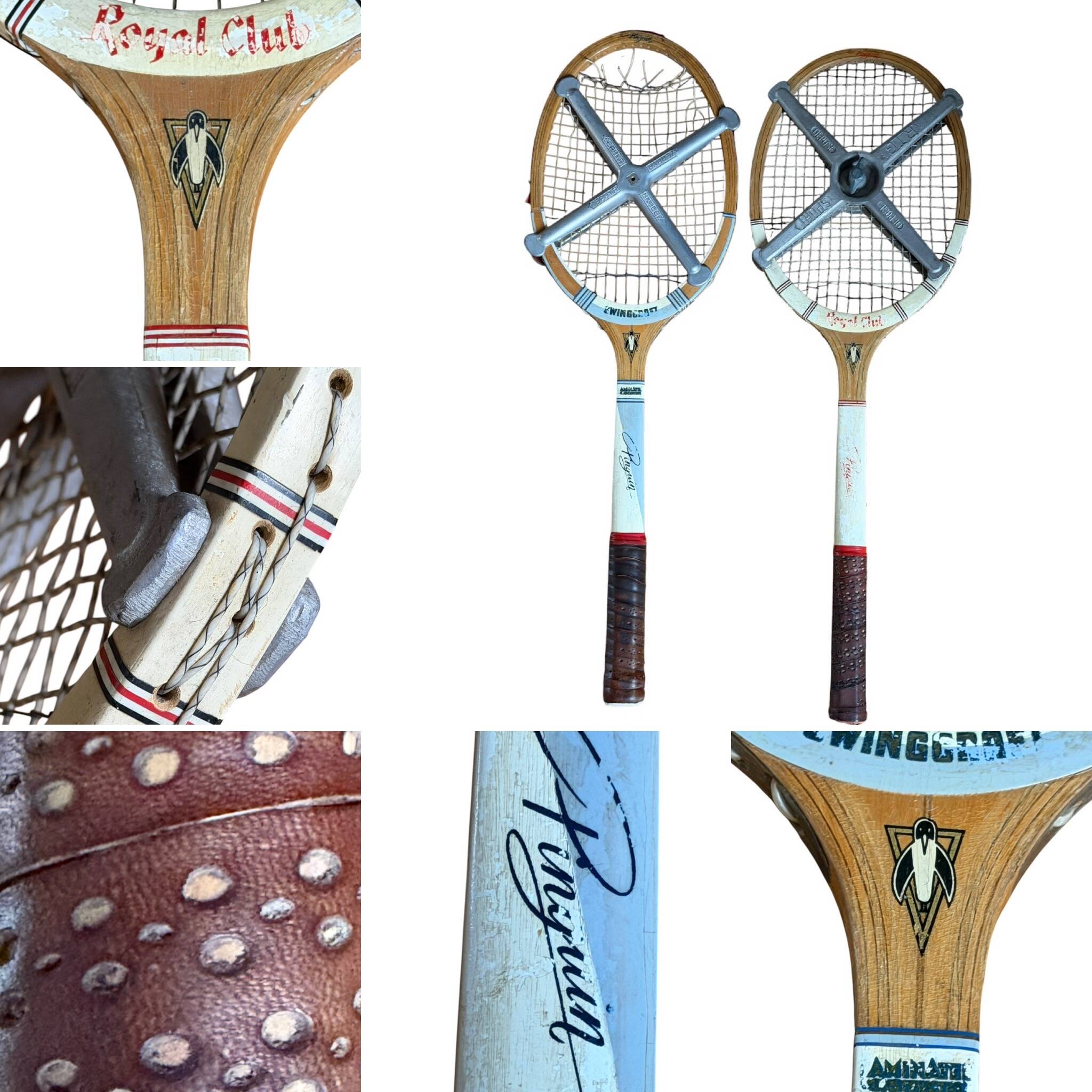 Vintage Pinguin rackets from the 1960s.
