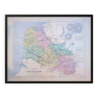 Pas-de-Calais, old map, printed in 1883.