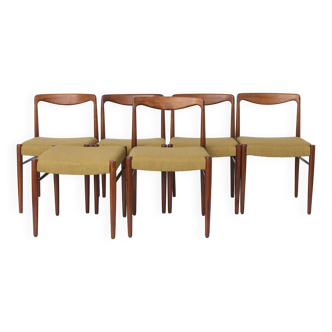 Ensemble de 5+1 chaises de salle à manger vintage en teck, style Lübke allemand des années 1970