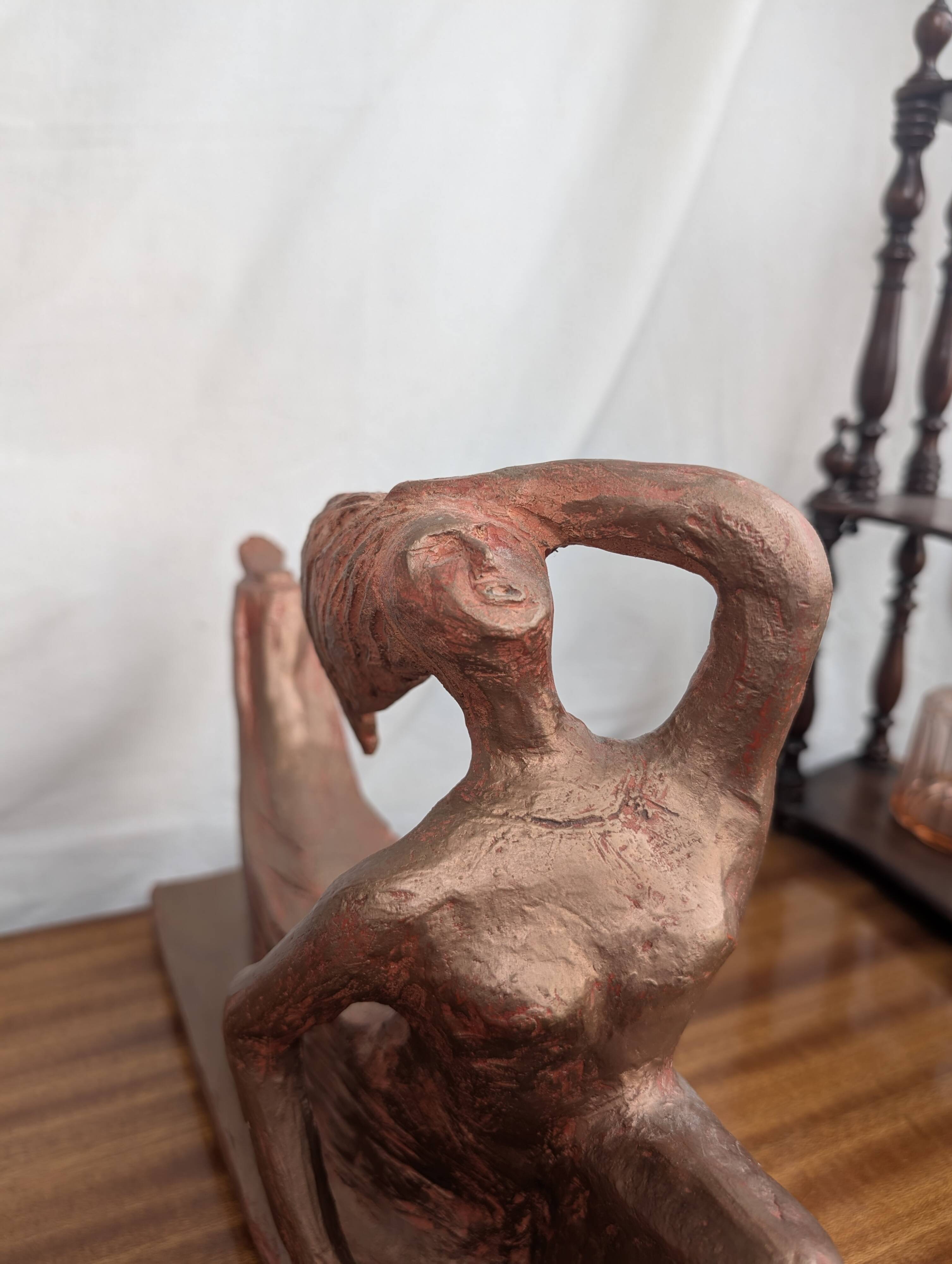 Terracotta Sculpture of a Slender Woman, Abstract Art Art Deco Style